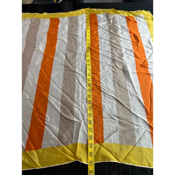 Vintage Vera- Yellow Orange- Striped- Silky Scarf- Vibrant Square- 31x31" - Picture 5 of 7